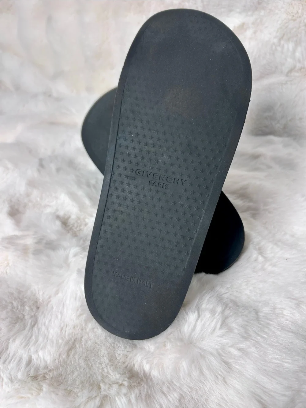Givenchy Paris Black Logo Rubber Slides Sandals Size 43